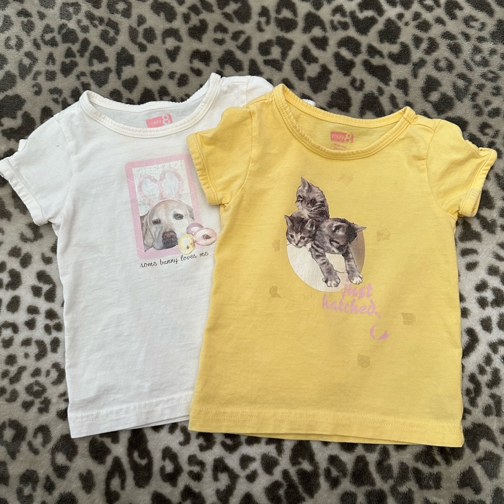 Crazy8 Holiday Dog & Cat Graphic Tee Bundle in White & Yellow Size 18-24 months